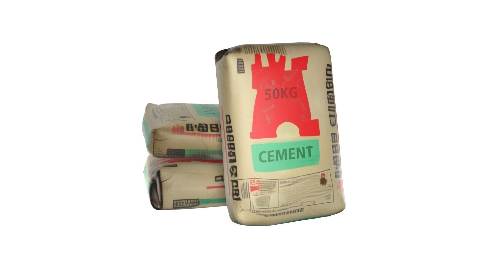 Cement sack Low-poly 3D model_1