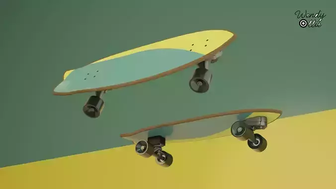 Surfskate board Extreme Sport 3D Model Blender