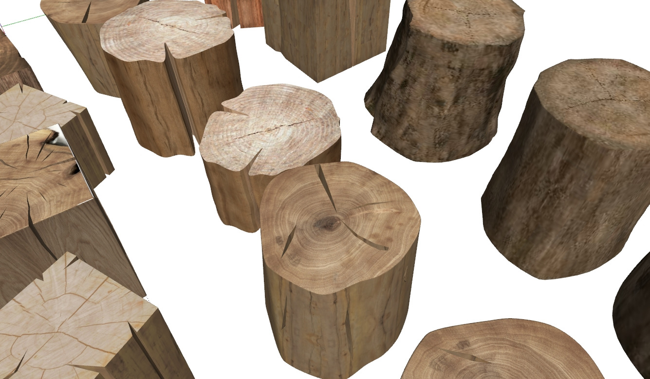 Modern log stumps 3D model_3