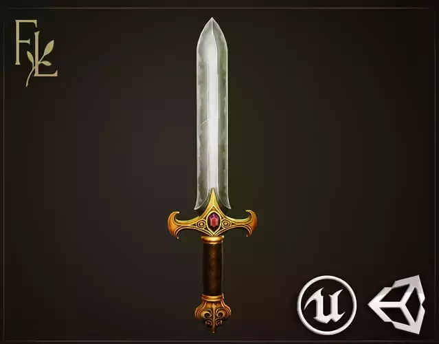 Steel Sword - Game Ready Weapon