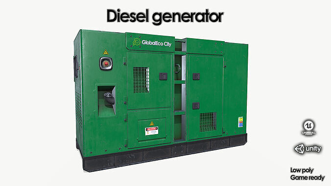 Diesel generator green Low-poly 3D model