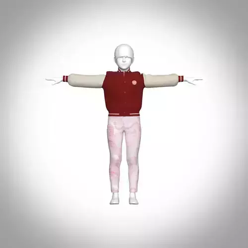 kid girls bomber jacket and legging  rigged model Low-poly 3D model