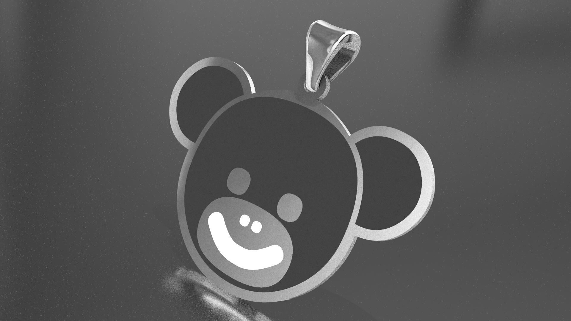 Bear Character Enamel Pendant 3D model Texture 3D print model_12