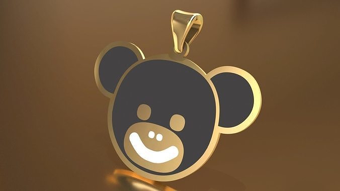 Bear Character Enamel Pendant 3D model Texture 3D print model