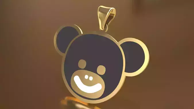 Bear Character Enamel Pendant 3D model Texture