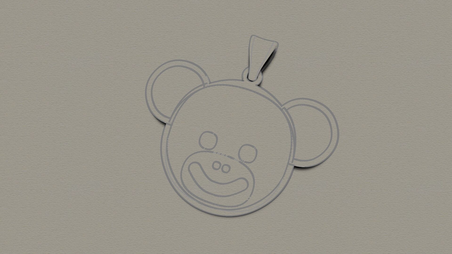 Bear Character Enamel Pendant 3D model Texture 3D print model_3