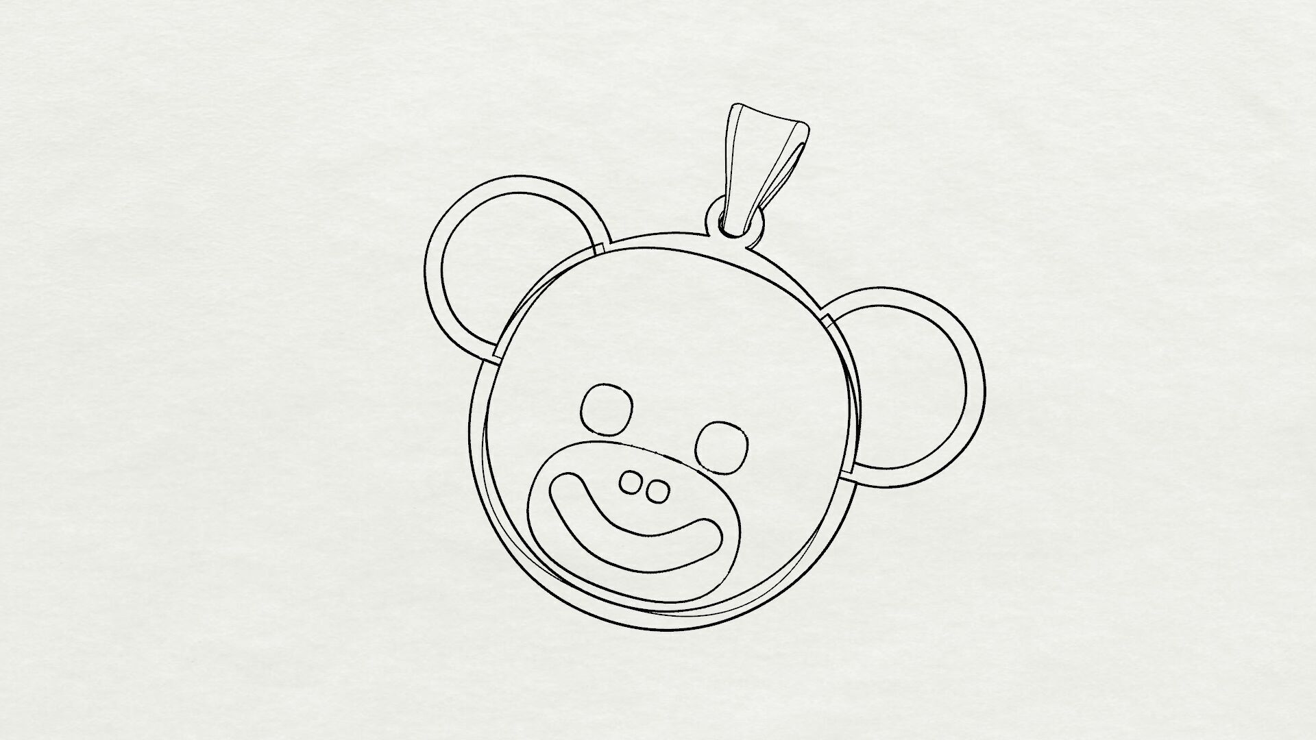 Bear Character Enamel Pendant 3D model Texture 3D print model_4