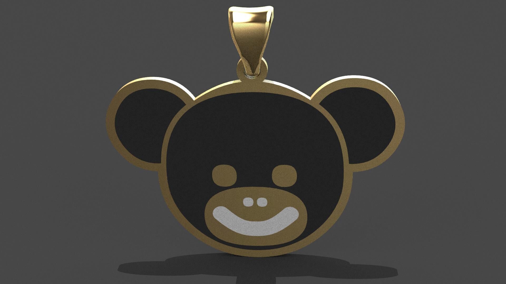 Bear Character Enamel Pendant 3D model Texture 3D print model_1