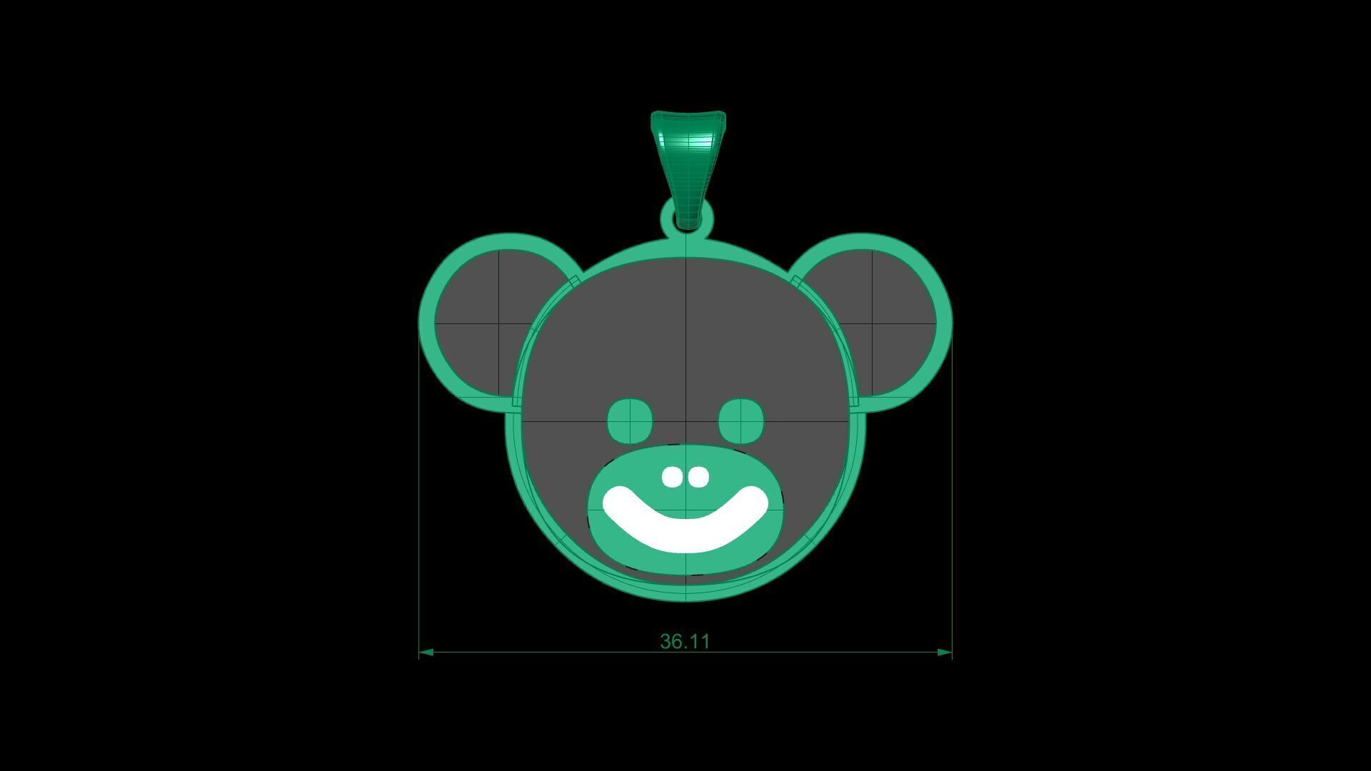 Bear Character Enamel Pendant 3D model Texture 3D print model_7