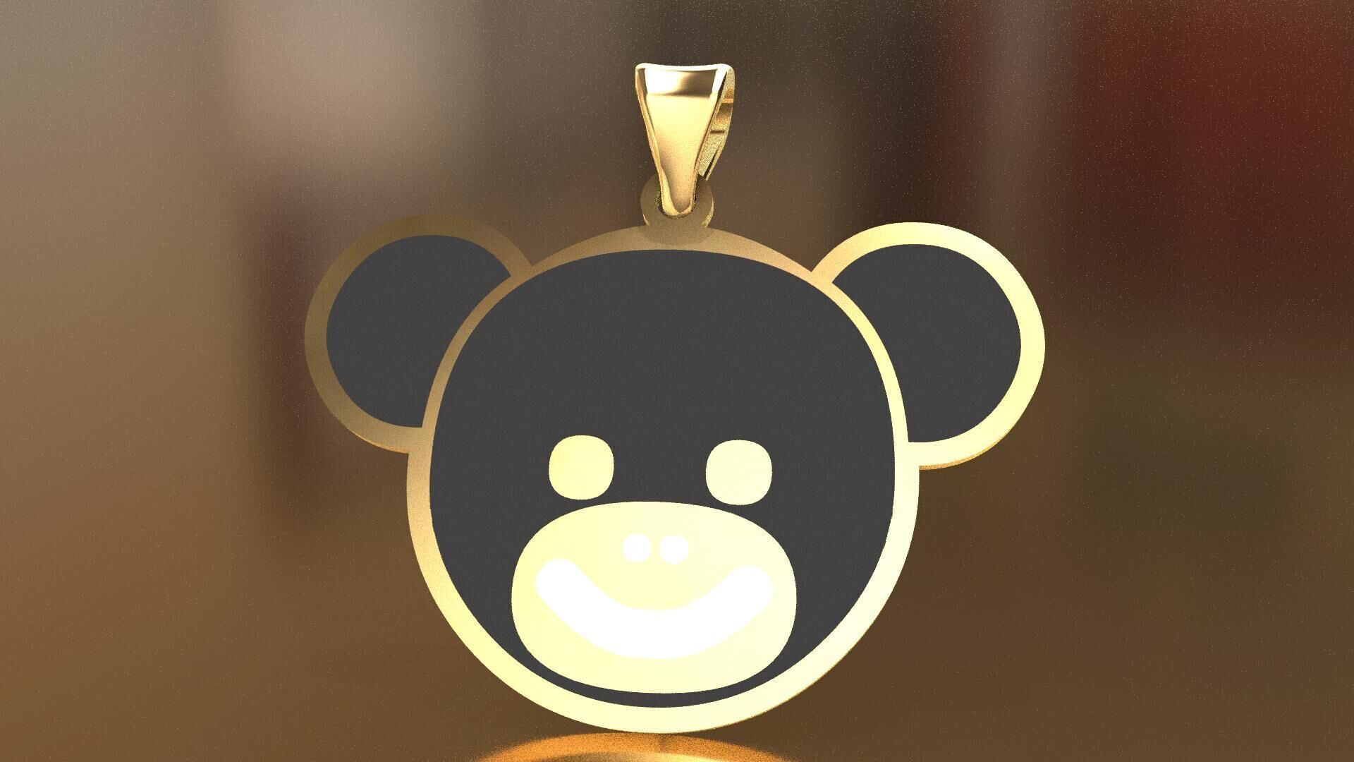 Bear Character Enamel Pendant 3D model Texture 3D print model_13