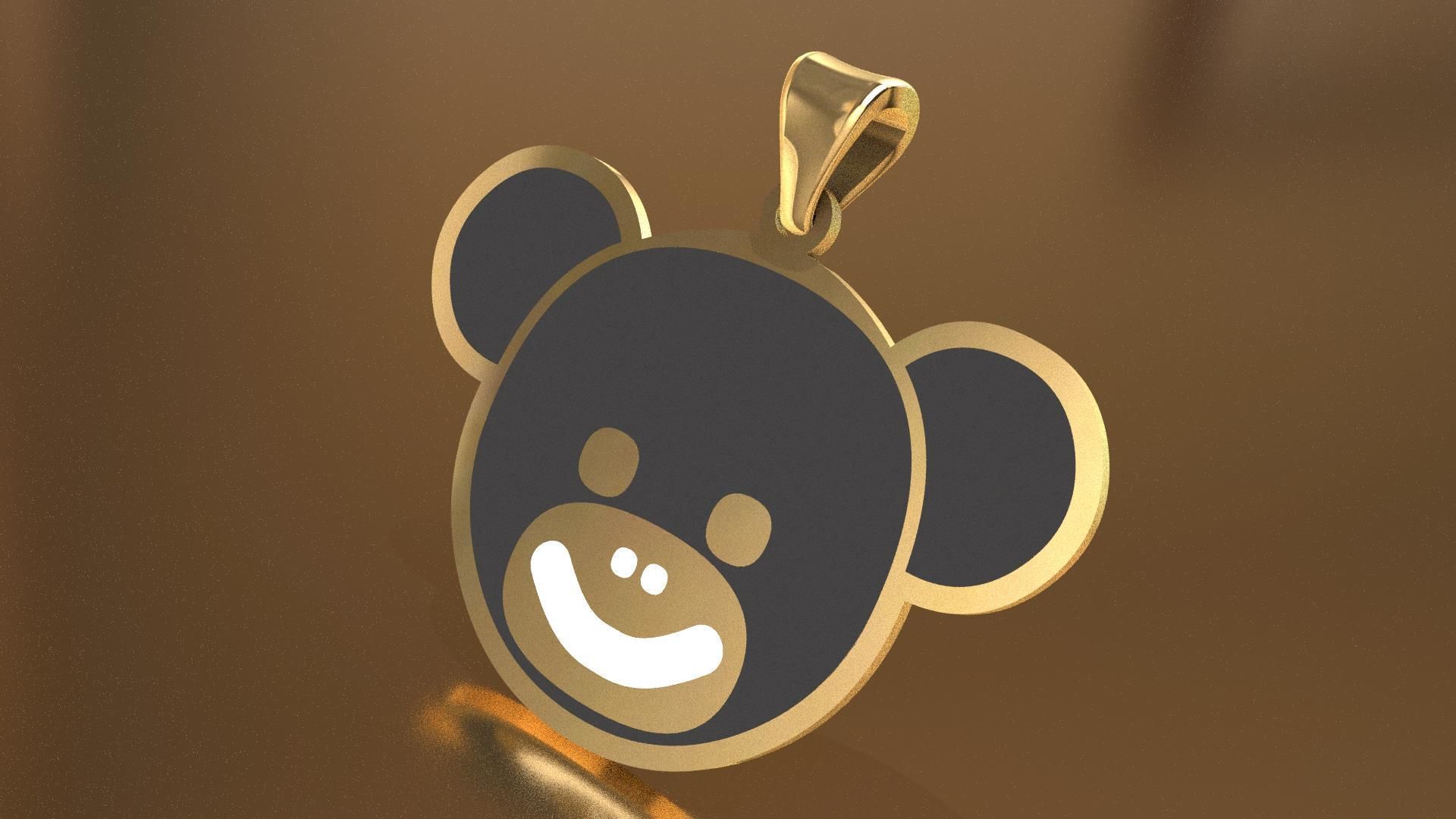 Bear Character Enamel Pendant 3D model Texture 3D print model_11