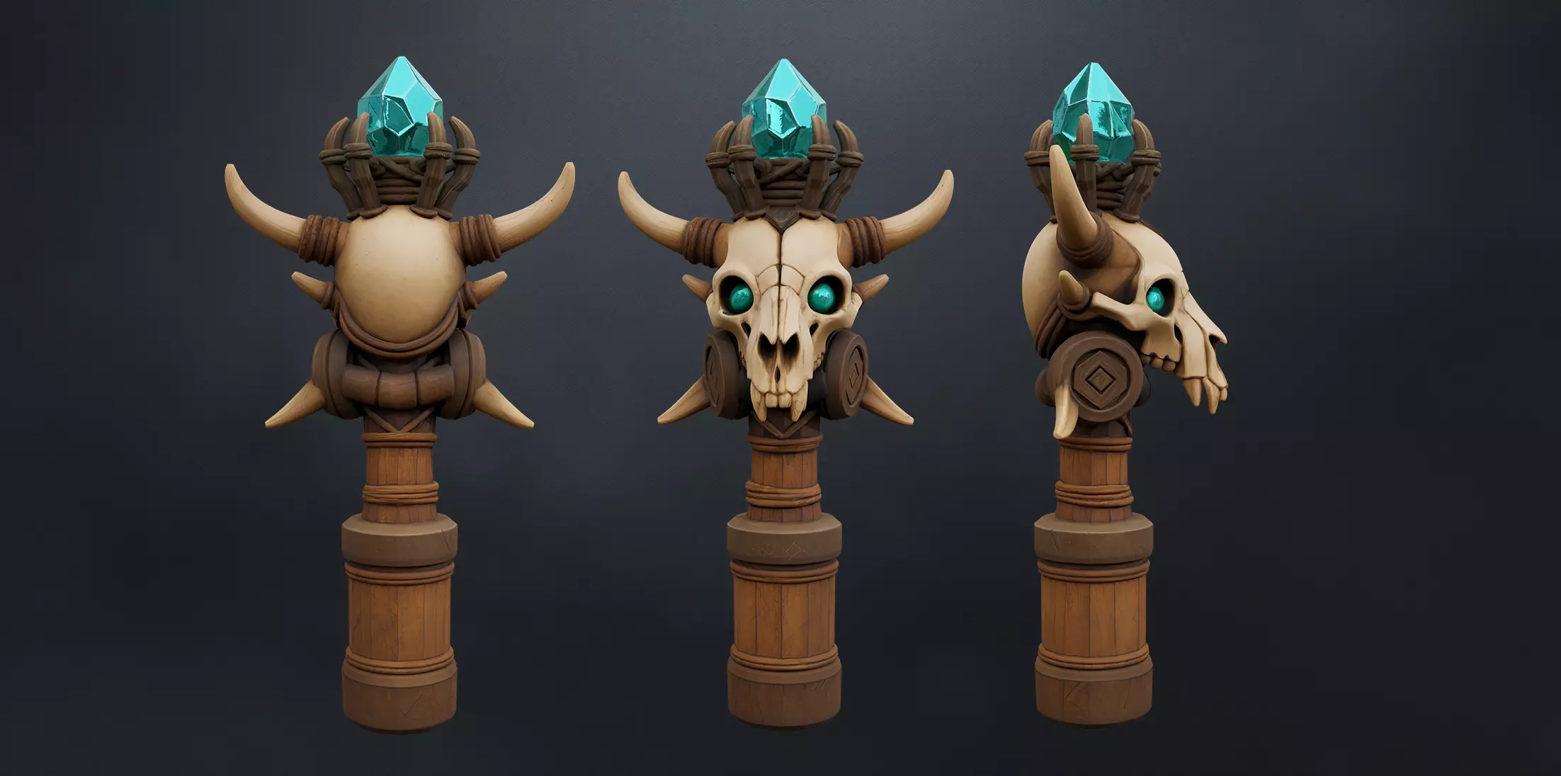 Bio-Sigil Totem Skull Low-poly 3D model
