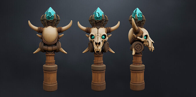 Bio-Sigil Totem Skull Low-poly 3D model