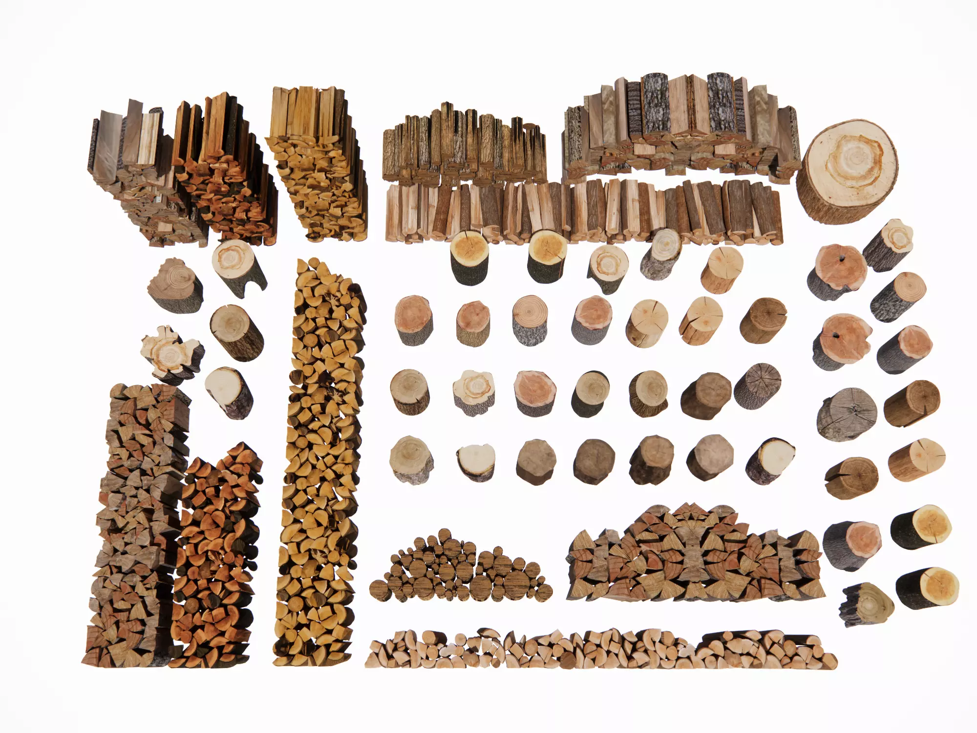 Diverse Woodpile Material Collection 3D model