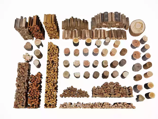 Diverse Woodpile Material Collection
