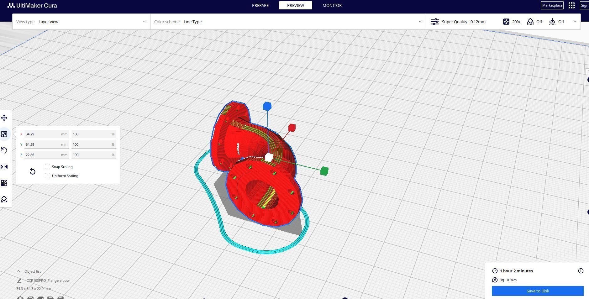 Flange Elbow 3D print model_1