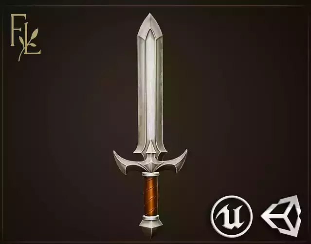 Silver Sword - Game Ready Weapon