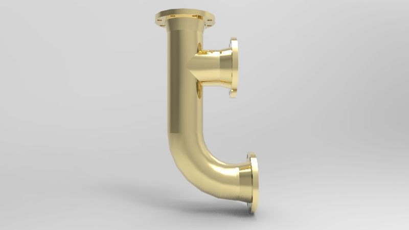 Flanged Y-branch pipe 3D print model_3