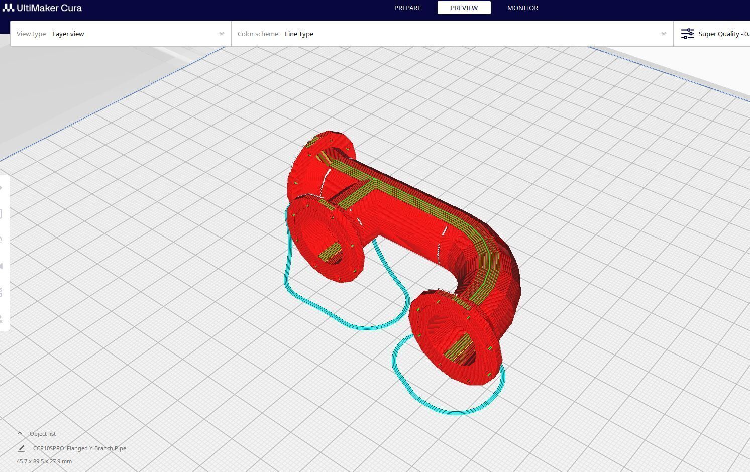 Flanged Y-branch pipe 3D print model_1