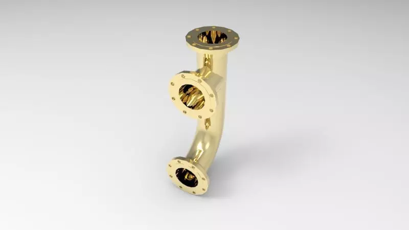 Flanged Y-branch pipe 3D print model_0