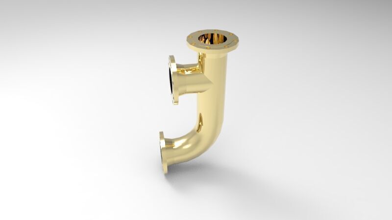 Flanged Y-branch pipe 3D print model_4