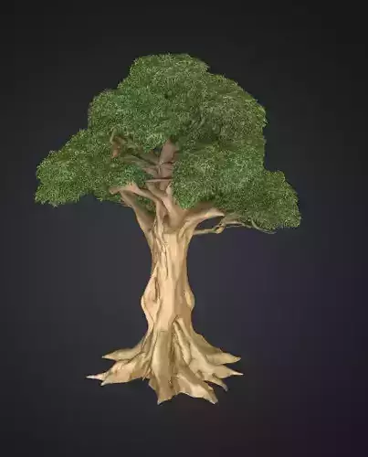 Realistic Stylized Oak with Roots and Branches
