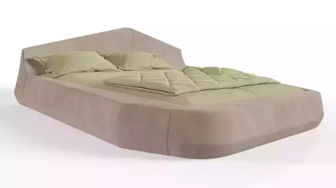 Beige Textile Bed
