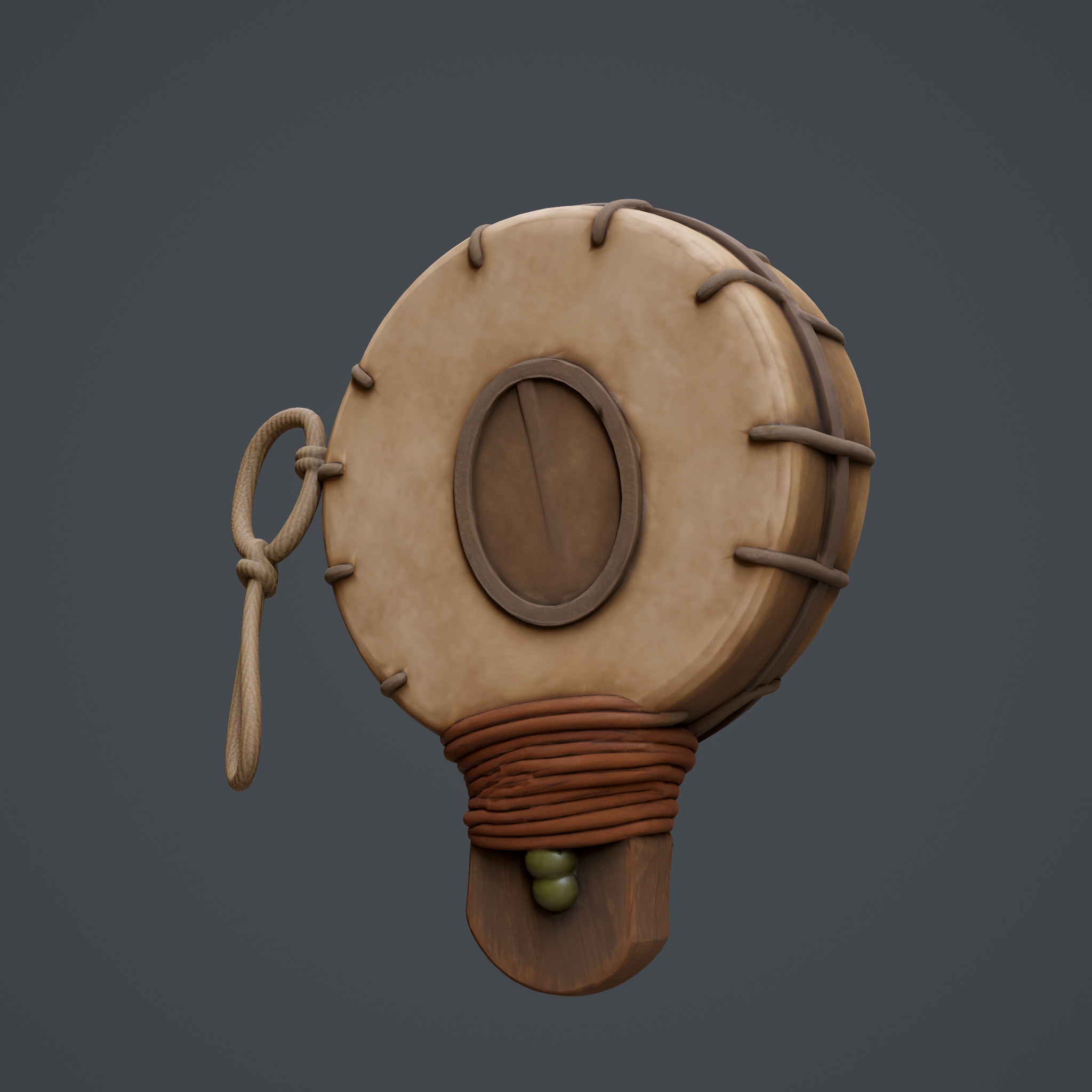 Ritual Hand-Drum Low-poly 3D model_3