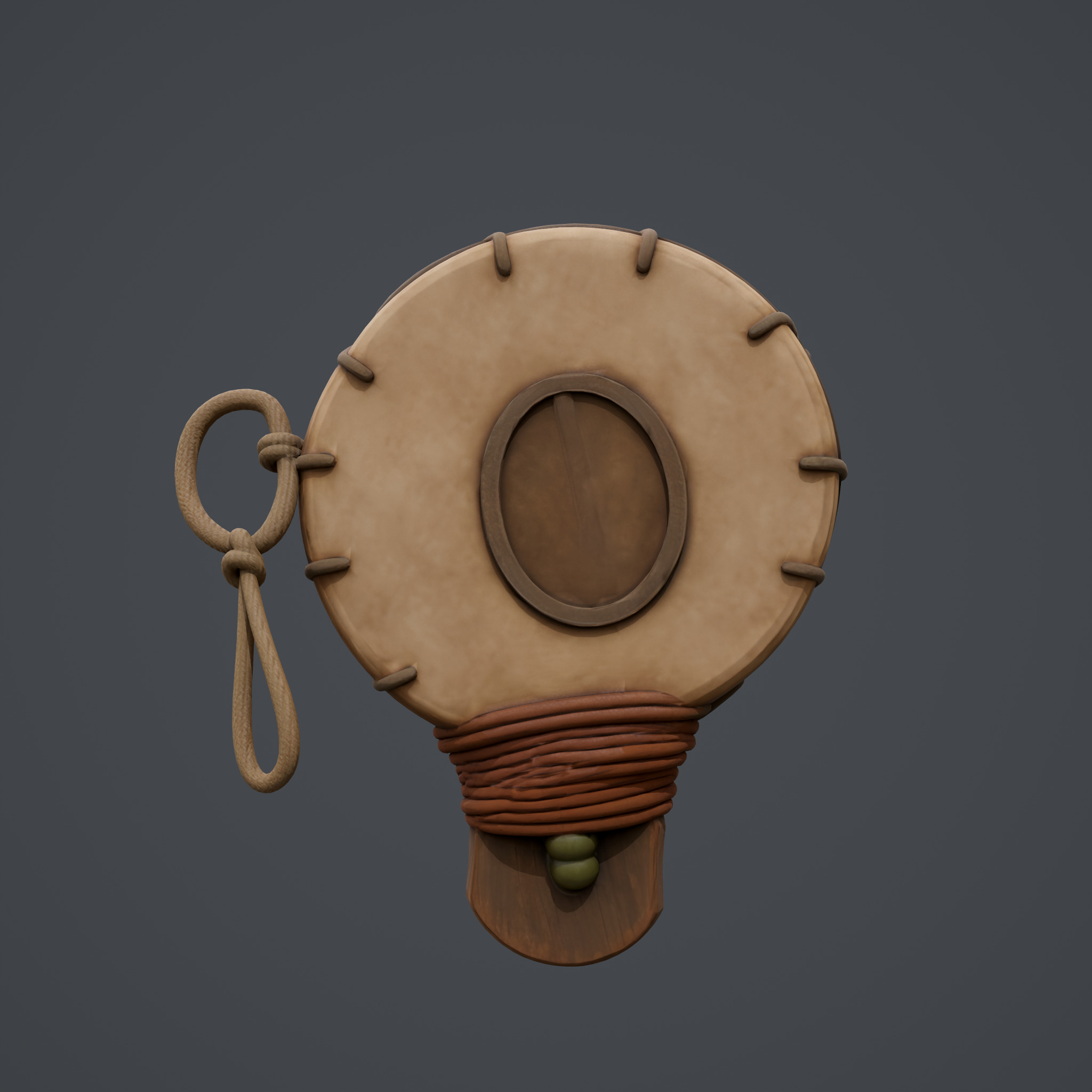 Ritual Hand-Drum Low-poly 3D model_7