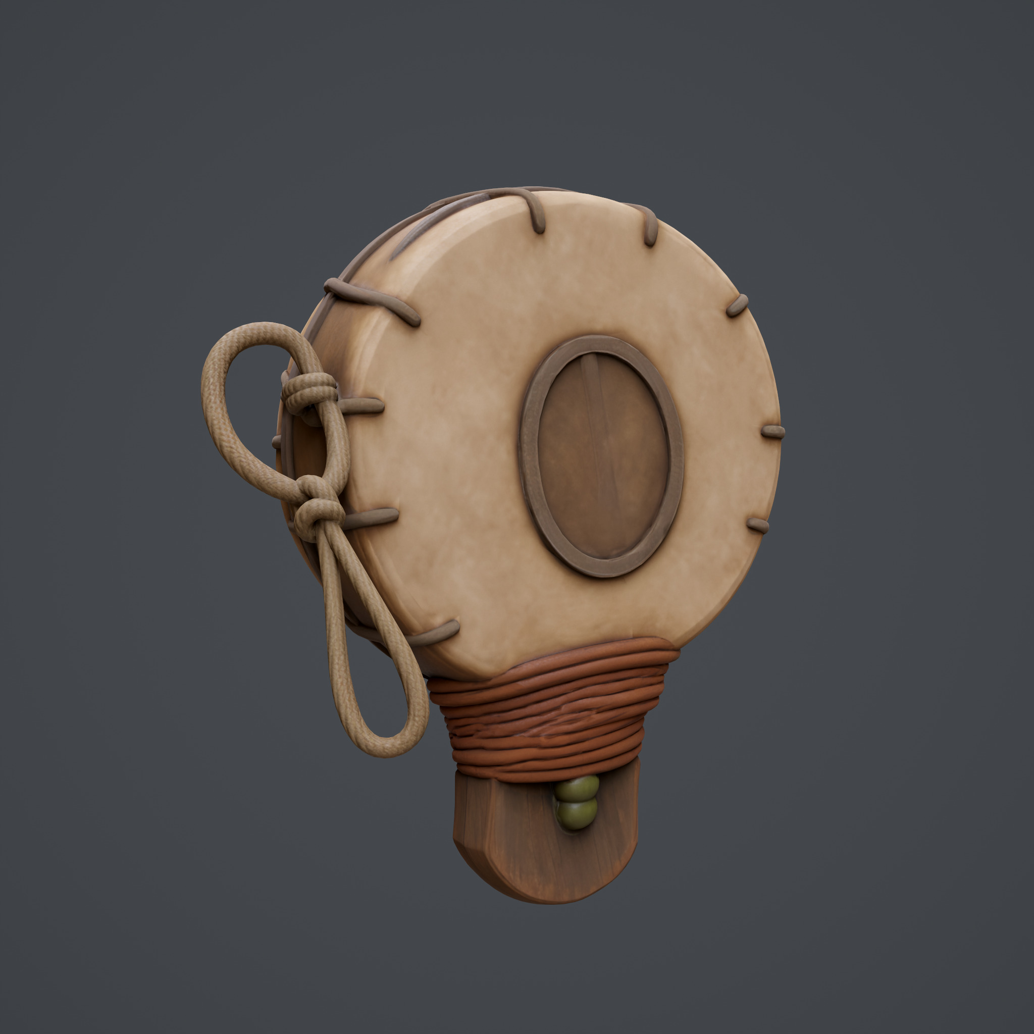 Ritual Hand-Drum Low-poly 3D model_2