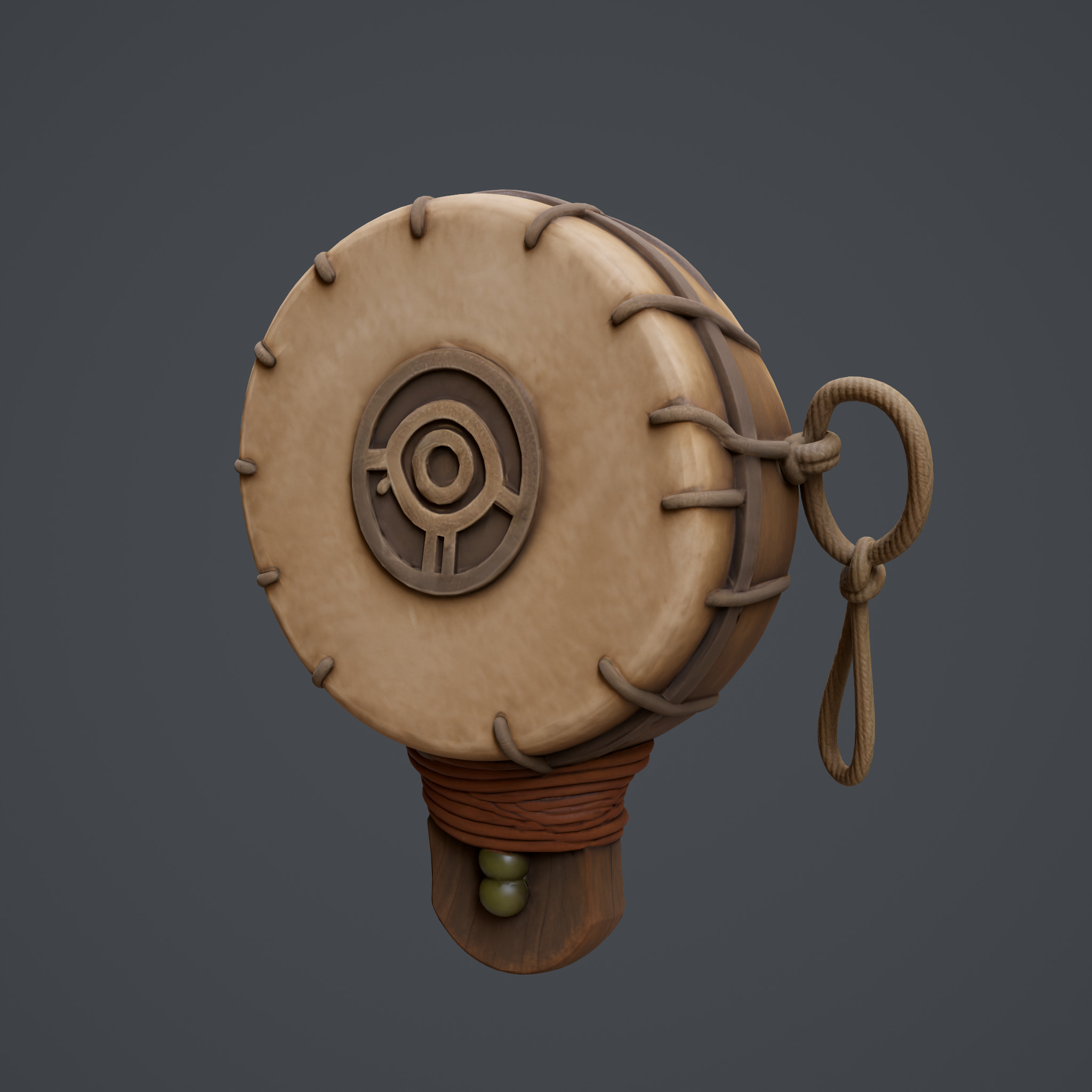 Ritual Hand-Drum Low-poly 3D model_5