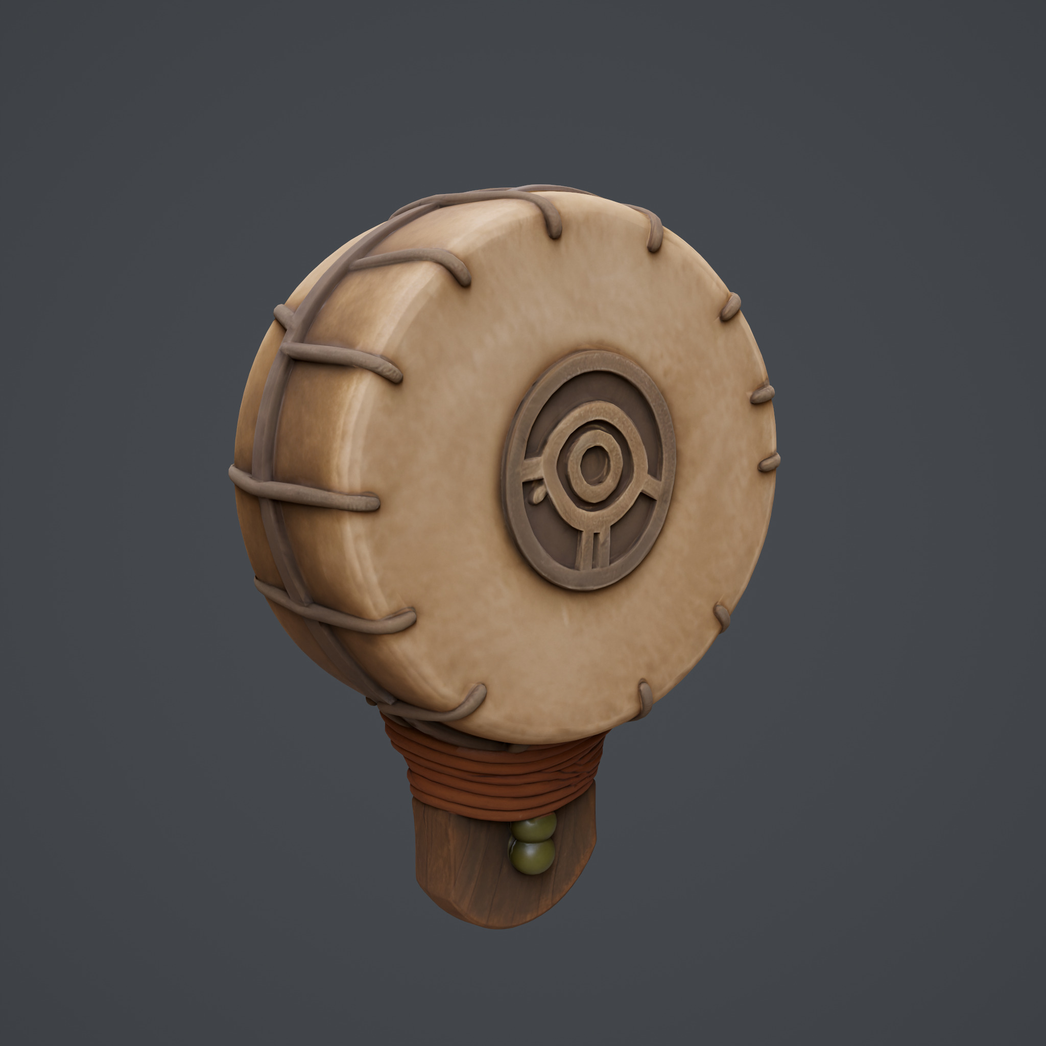 Ritual Hand-Drum Low-poly 3D model_4