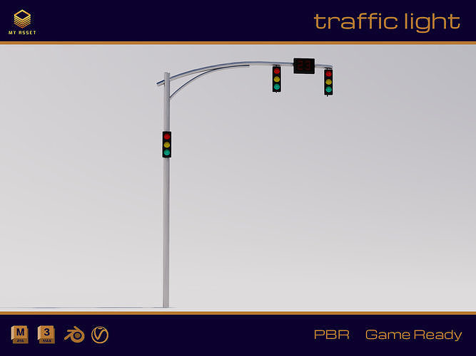 Traffic light Low-poly 3D model