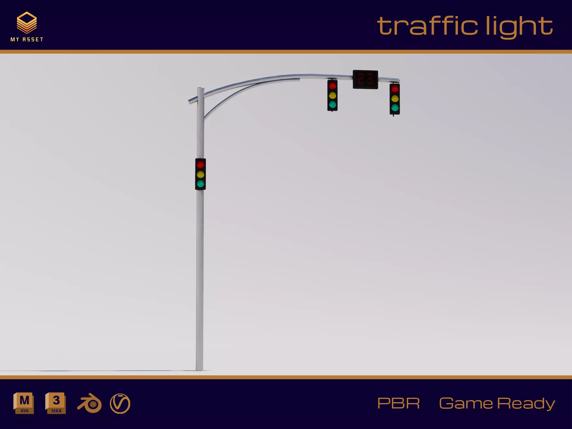 Traffic light Low-poly 3D model_0