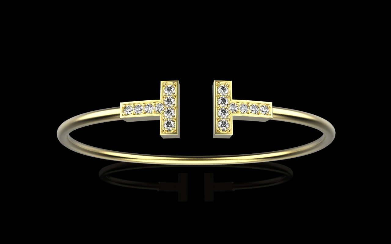 Oval bracelet with gems mmodel 1361 3D print model_9