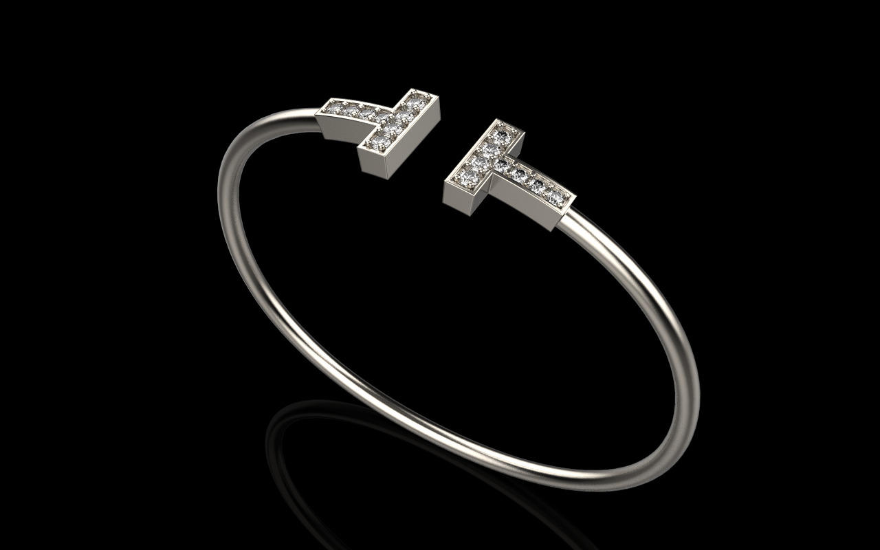 Oval bracelet with gems mmodel 1361 3D print model_16