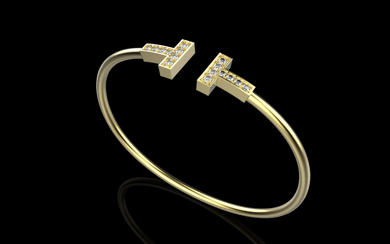 Oval bracelet with gems mmodel 1361 3D print model_14