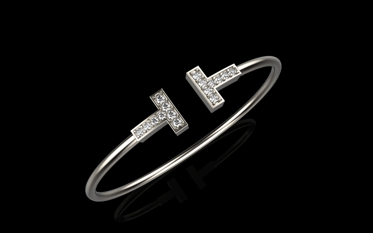 Oval bracelet with gems mmodel 1361 3D print model_21