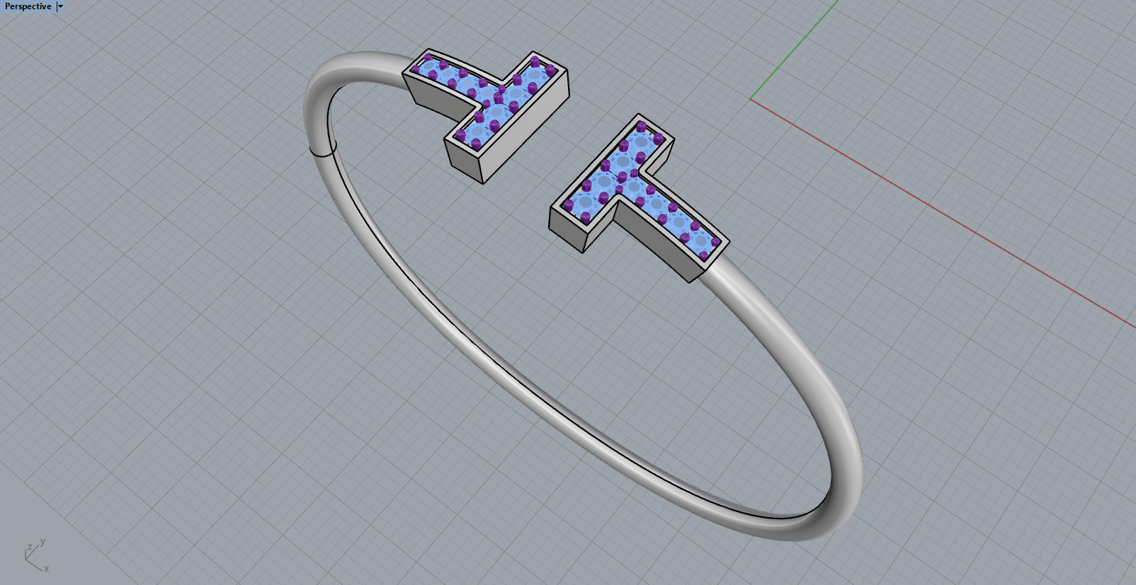 Oval bracelet with gems mmodel 1361 3D print model_8