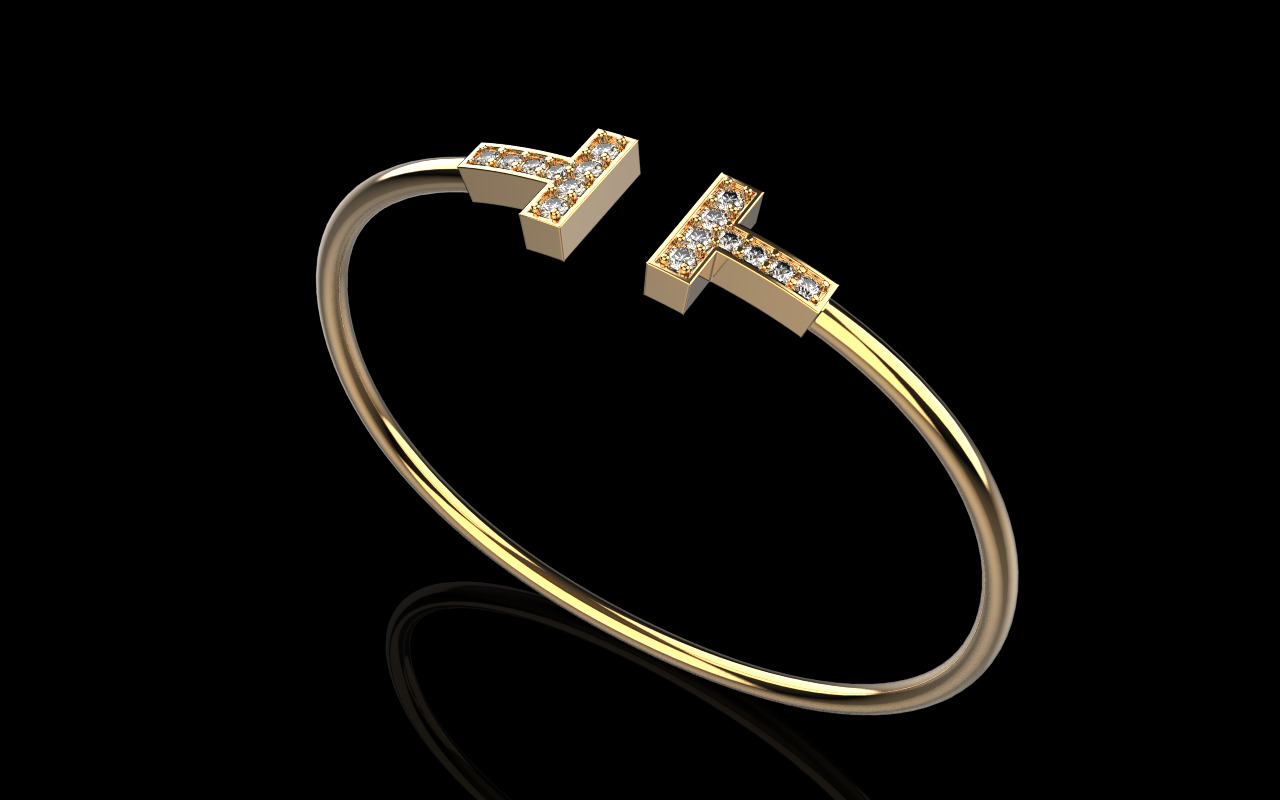 Oval bracelet with gems mmodel 1361 3D print model_15