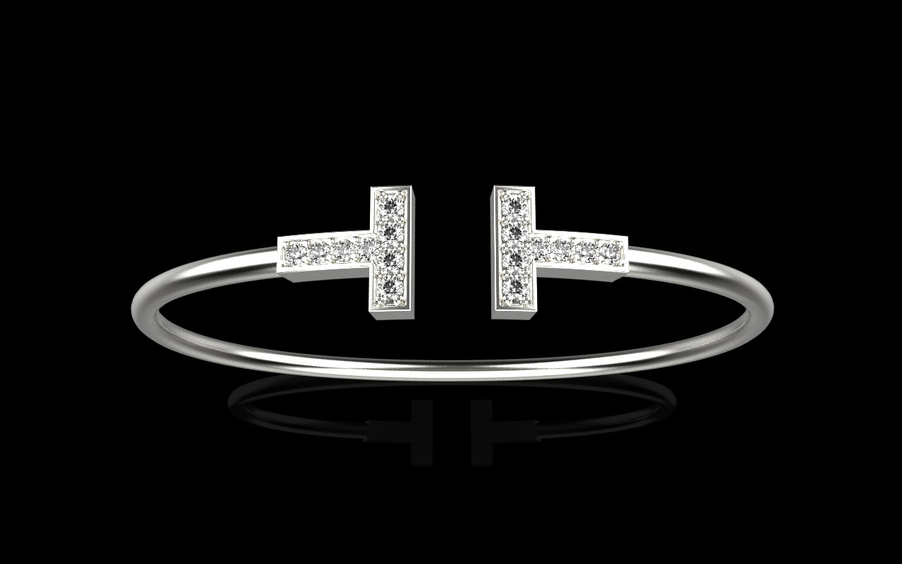 Oval bracelet with gems mmodel 1361 3D print model_13