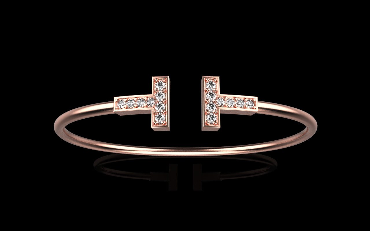 Oval bracelet with gems mmodel 1361 3D print model_12