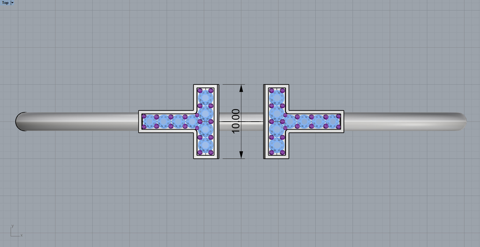 Oval bracelet with gems mmodel 1361 3D print model_5