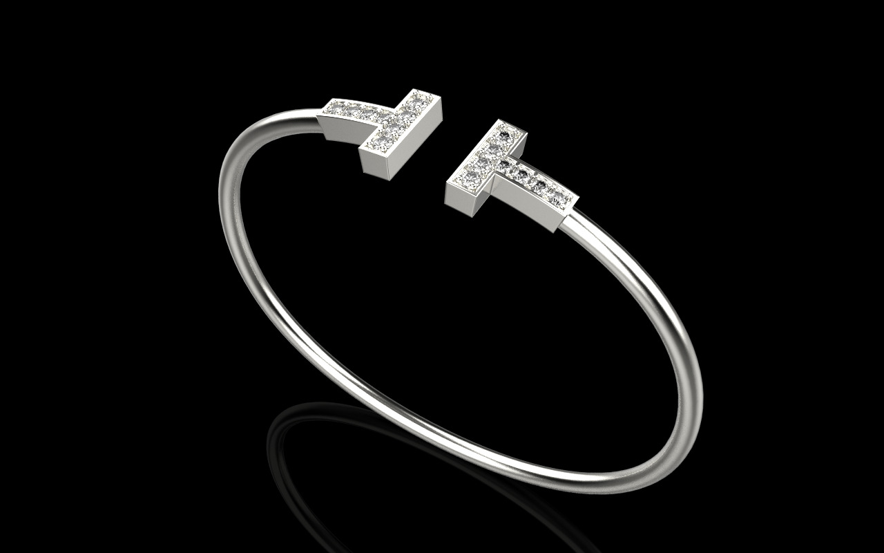 Oval bracelet with gems mmodel 1361 3D print model_18