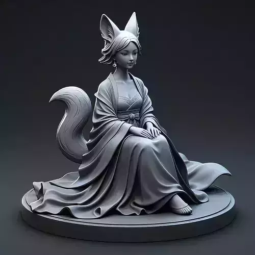 1185Fox Spirit Woman in Pu Song Ling Style beast 3D print model