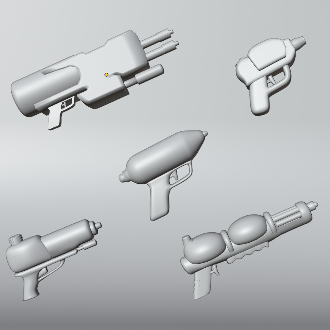 Stylized Water Gun Pack 3D model_6