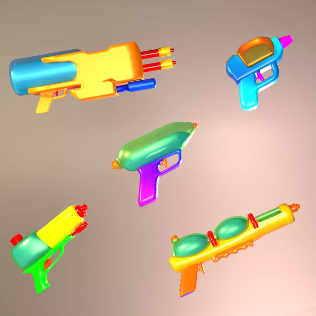 Stylized Water Gun Pack 3D model_0
