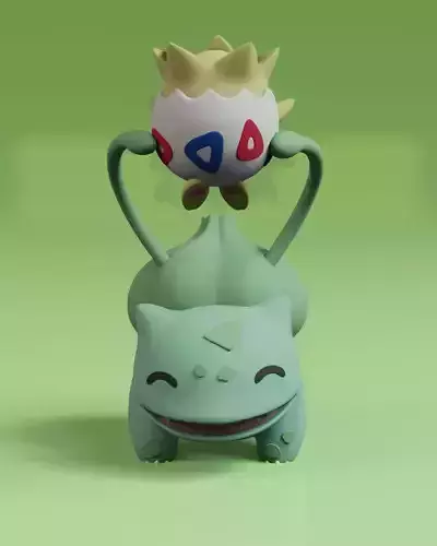 Bulbasaur Togepi Pokemon Cute 3D print model Bulbasaur Togepi Pokemon Cute 3D print model