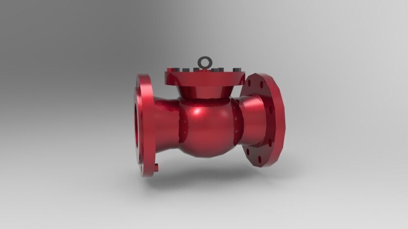 Swing check valve 3D print model_3