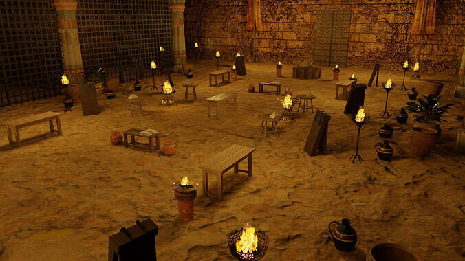 Ancient Egypt Punishment Set Mummification Tools 3D model